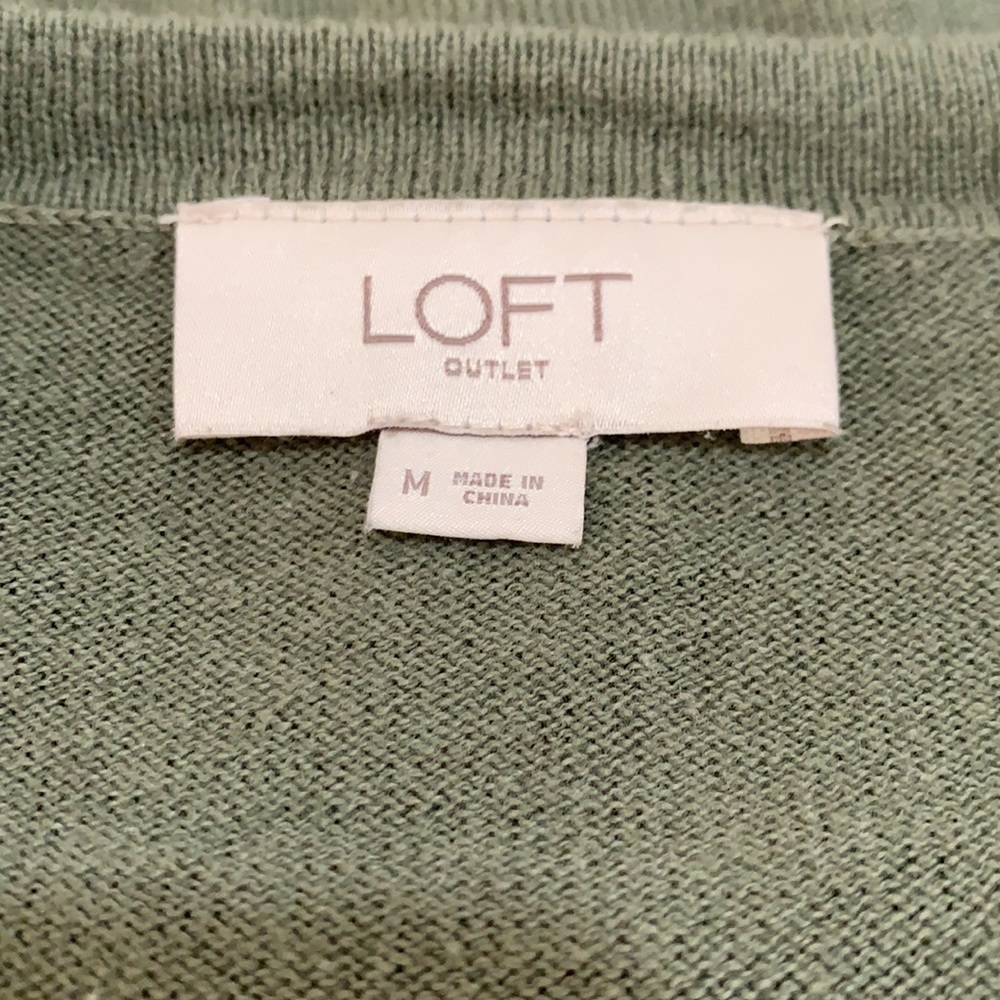 LOFT Rolled Cuff Short Sleeve Button Up Sweater - Picture 6 of 6
